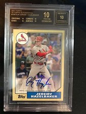 2017 Topps '87 Topps Autographs Jeremy Hazelbaker BGS 10 BLACK POP 1