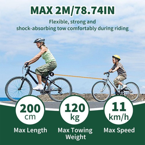 Traktionsseil 2M Fahrrad Abschleppseil Kinder Bicycle Einziehbare Tragbar Seil - Bild 2 von 20