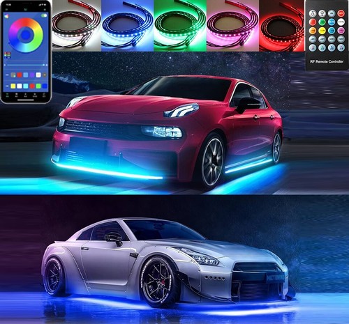 4X Waterproof Car Underglow Light Kit Under Car LED Tube Strip Phone App Control - Picture 2 of 3