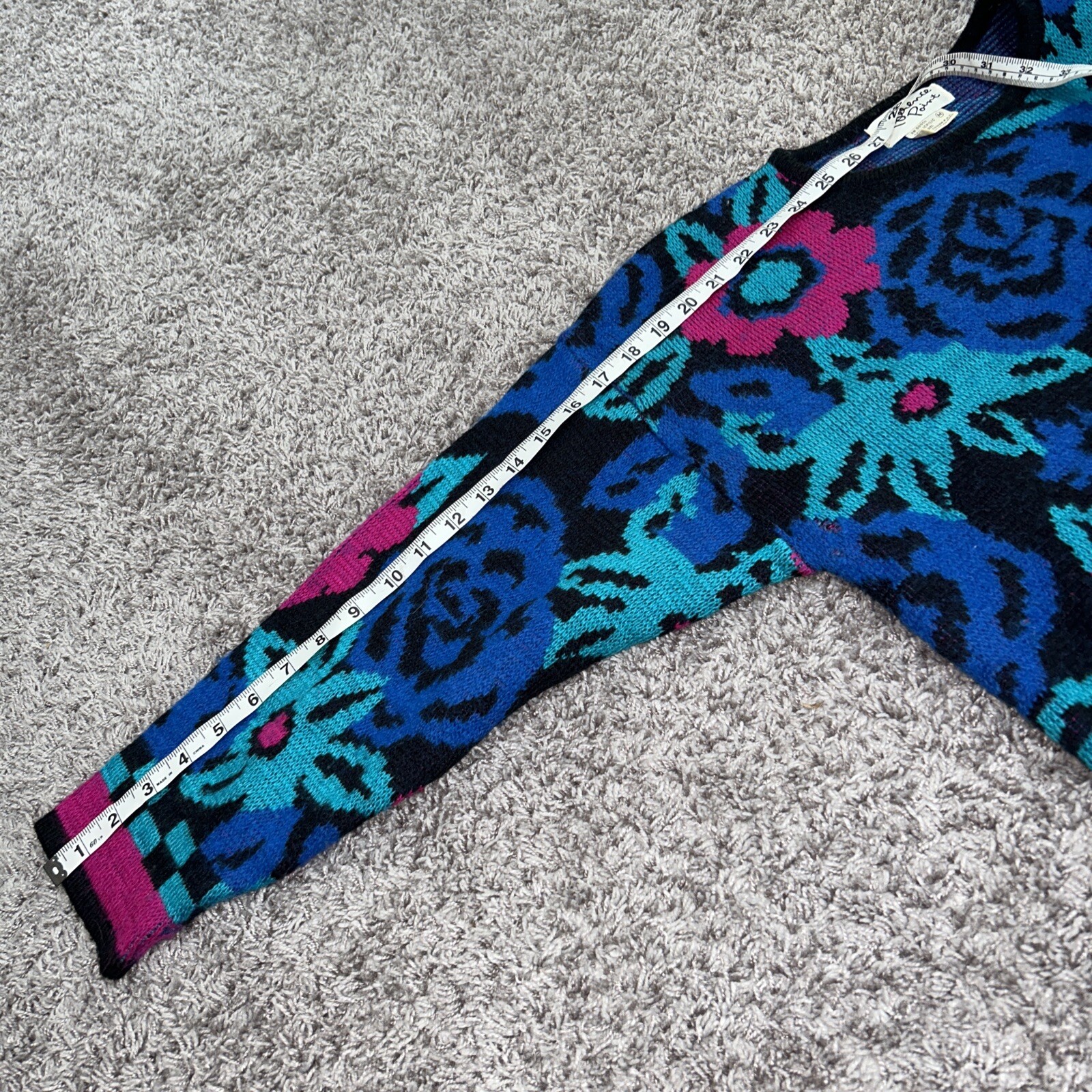 Reference Point Black Blue Pink Wool Sweater Size… - image 6