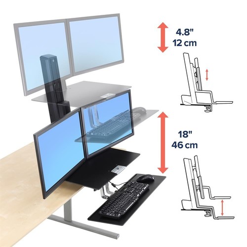 Ergotron WorkFit-S Dual Monitor with Worksurface+ (33-349-200) - 第 3/5 張圖片