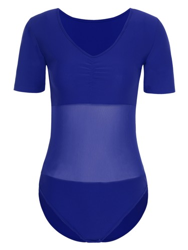 Damen Jumpsuit Knopf Trikot Gymnastik Bodysuit Uniform V-Ausschnitt Oberteile - Picture 37 of 70