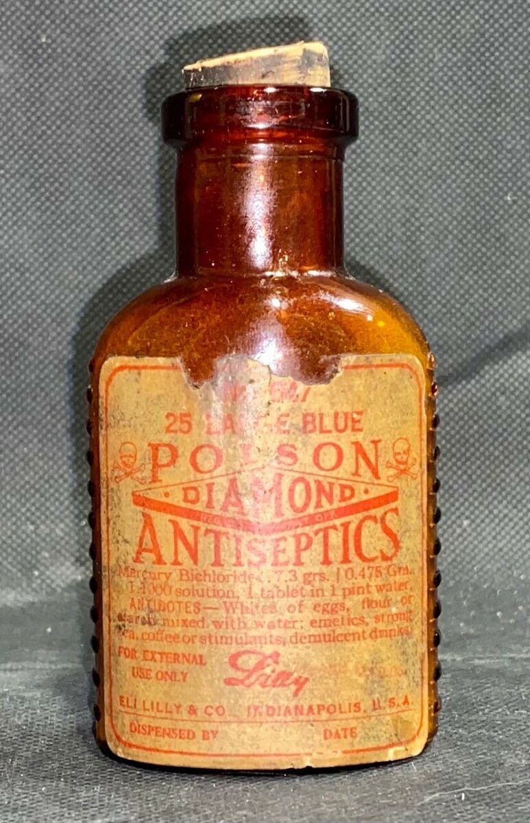 Antique Lily Amber Brown Mercury Chloride Poison Glass Antique Lily Amber Brown Mercury Chloride Poison Glass