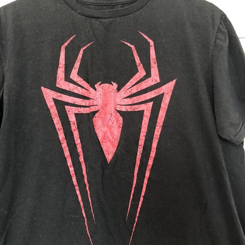 SPIDERMAN Marvel Sz L Boys Spider t-shirt Black - Picture 2 of 6
