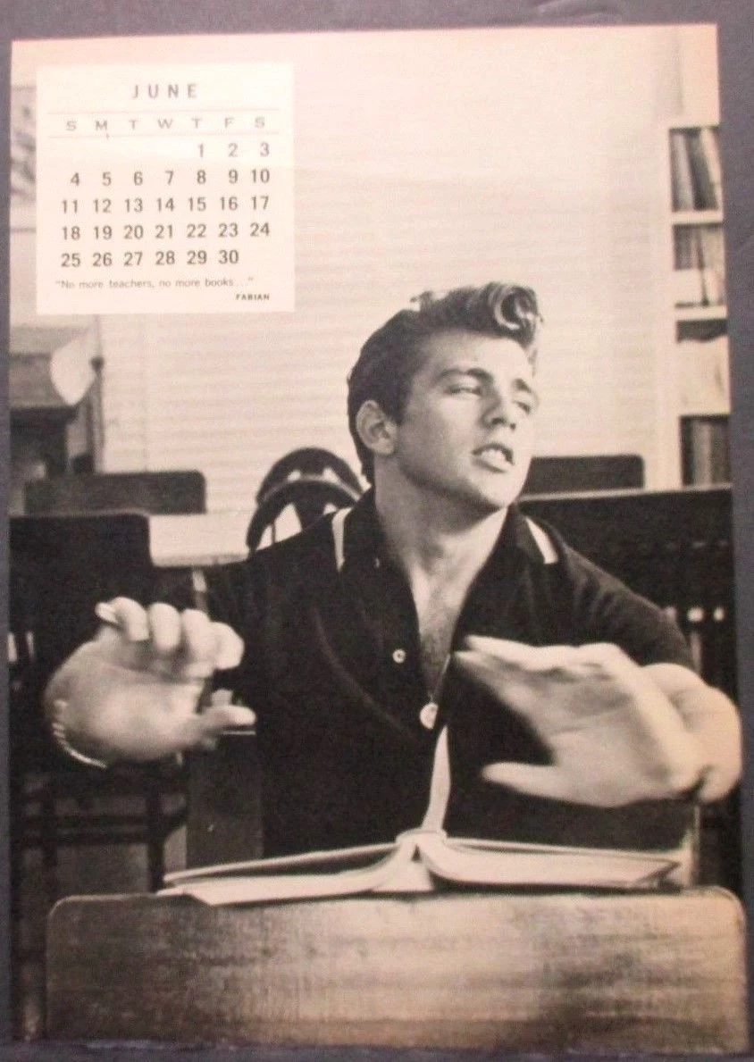 JUNE/JULY 1961 2 SIDED CALENDAR PAGE, DORIS DAY, FABIAN | eBay