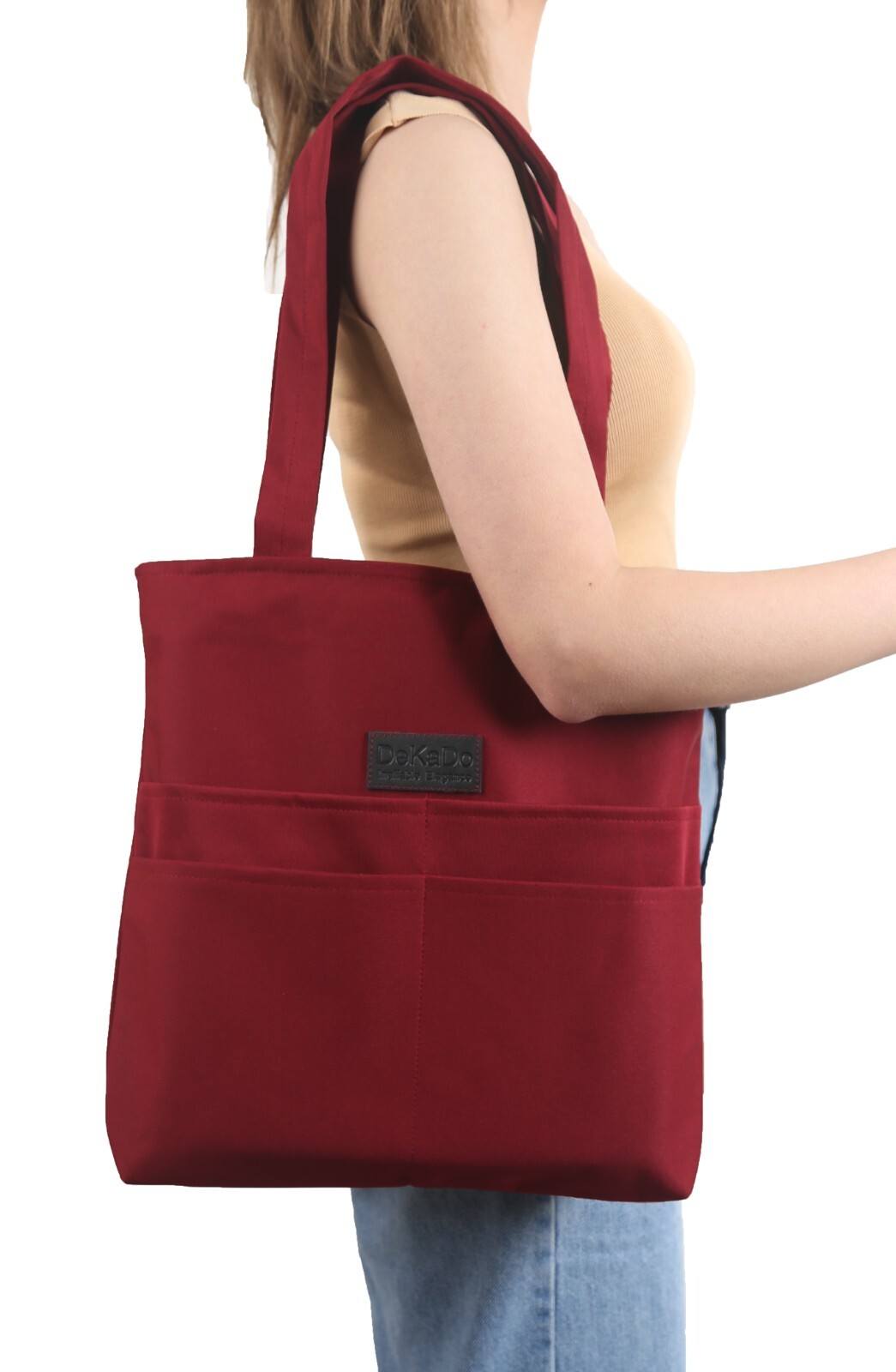 Stylish Multi-Pocket Canvas Tote Bag for Women - Perfect Shopping Shoulder Bag