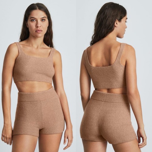 Everlane The Wool Blend Ribbed Crop Top Carmel Damen Small Neu mit Etikett Stretch - Bild 1 von 11