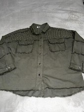 Women's Elan Studded Khaki Green Jacket Size Medium