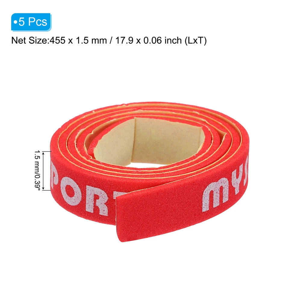 18x0.4" Mesa Tenis Raqueta Borde Cinta 5pzs Ping-Pong Raqueta Lateral Cinta Roja - Imagen 2 de 4