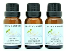 3 Vanilla Lemongrass 1/2oz Premium Grade Scented Fragrance Oil Crazy Candles