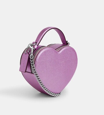 ☂️🍄Coach Heart Crossbody Silver/Metallic Lilac CP020 NWT | eBay