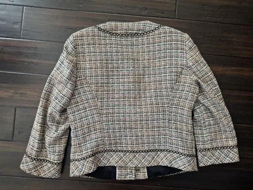 Nicole Miller Mary Kay Blazer Jacket Button Up Women Size 14 P Tweed - Picture 5 of 6