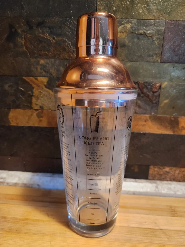 Vaso artesanal bar con 6 recetas 650 ml con dos tazas de cobre red alimentaria Foto 2 de 4