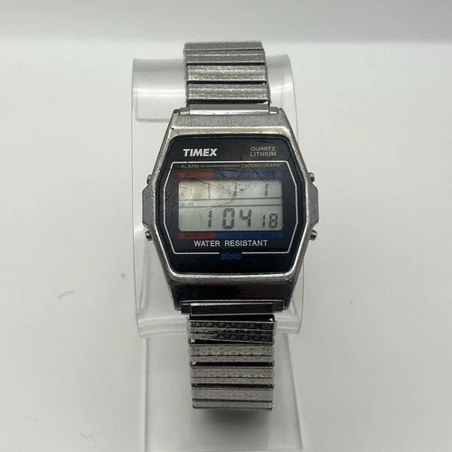 Vintage Timex Quartz Lithium Digital Alarm Chronograph Watch New Battery