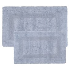 Lavish Home Silver Reversible Bath Mat Set 100 Cotton Absorbent Rugs 2 Pack