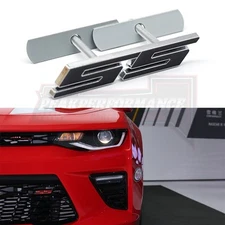 3D Metal Badge For Camaro SS Front Grille Emblem Black Chrome w/Fitting Screws