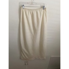 Gilda Vintage Ivory Cream Half Slip Midi Skirt Scalloped Hem Lingerie Large