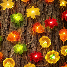 Fall String Lights 40 LEDs 13FT Pumpkin Acorn Maple Leaves Indoor Decor for