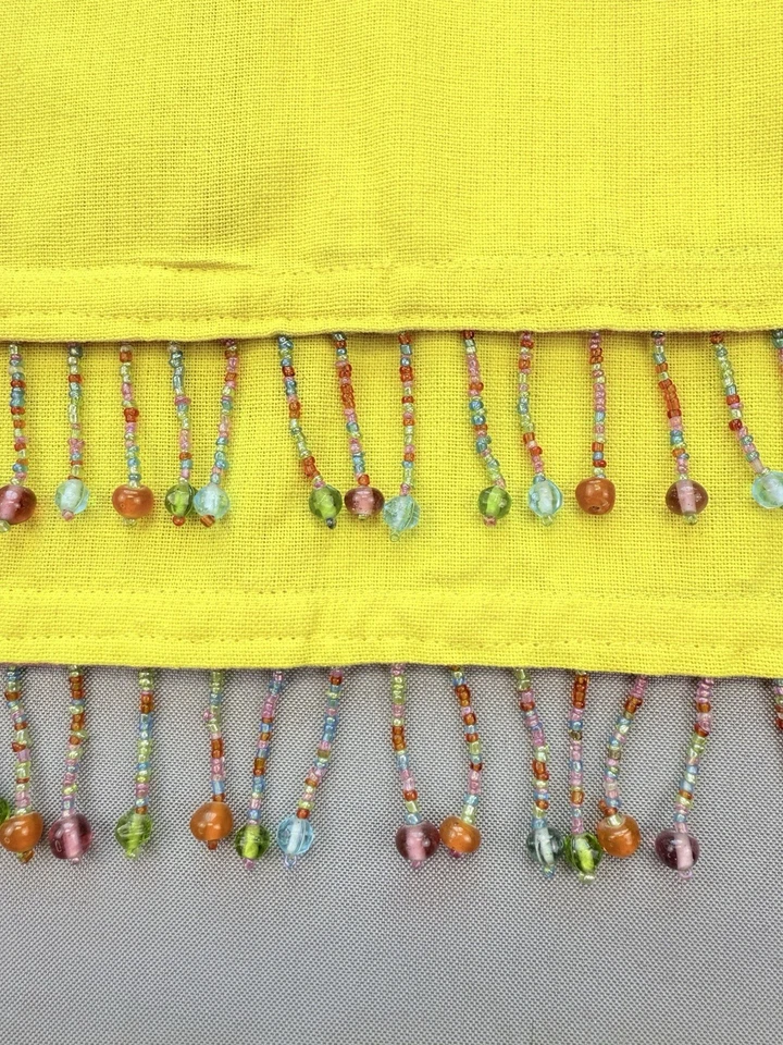 Juego de dos (2) cenefas cortinas con cuentas 15”x 39” rosa, naranja, amarillo lona Foto 4 de 4