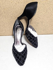 New PAPELL Women's Size 5.5, 6 BLACK Pump W Leather Sole Sandal Heel Shoes
