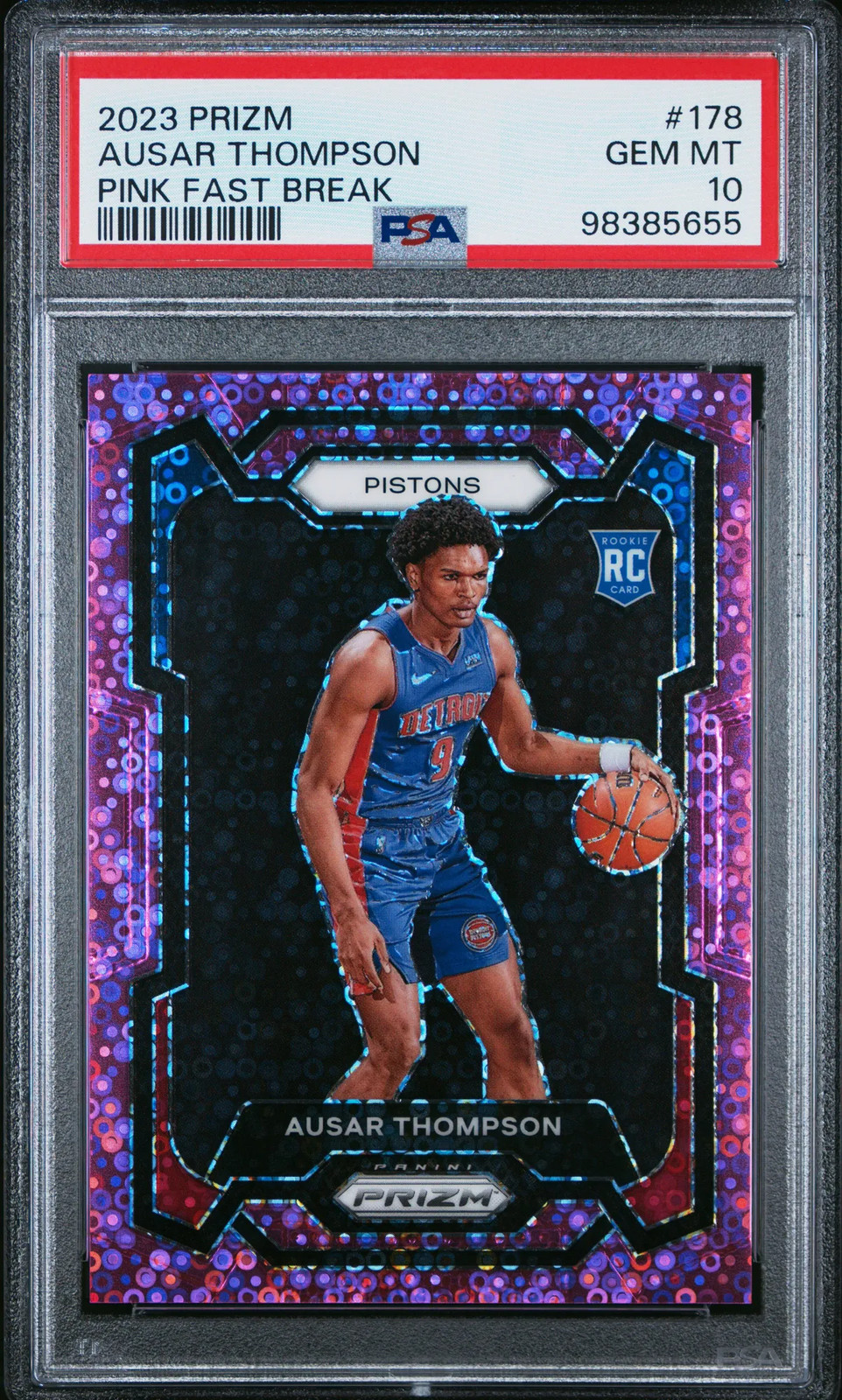 2023 Panini Prizm Ausar Thompson #178 Pink Fast Break /50 Pink Fast Break PSA 10