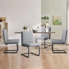 Furniliving Dining Chairs Set of 2 Faux Leather Kitchen Chairs for Dining Room^