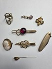 Vintage, Gold Plated & Costume Jewelry Lot, Cameo, Knife, Brooch, Pin