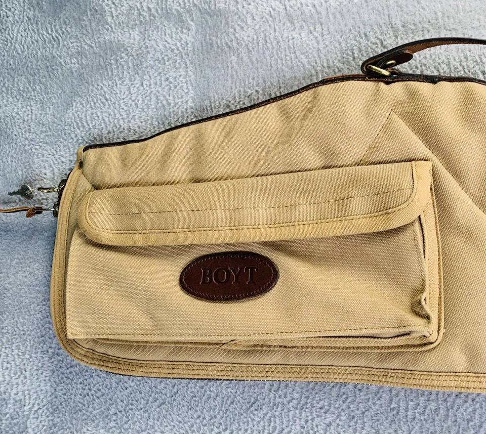 "Vt Boyt 46"" Estuche para pistola de cuero de lona acolchada con alcance para rifle tostado/verde con bolsillo" Foto 2 de 4