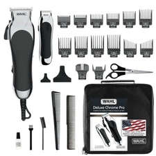Clipper USA Deluxe Corded Chrome Pro Complete Hair and Trimming Kit Includes ...