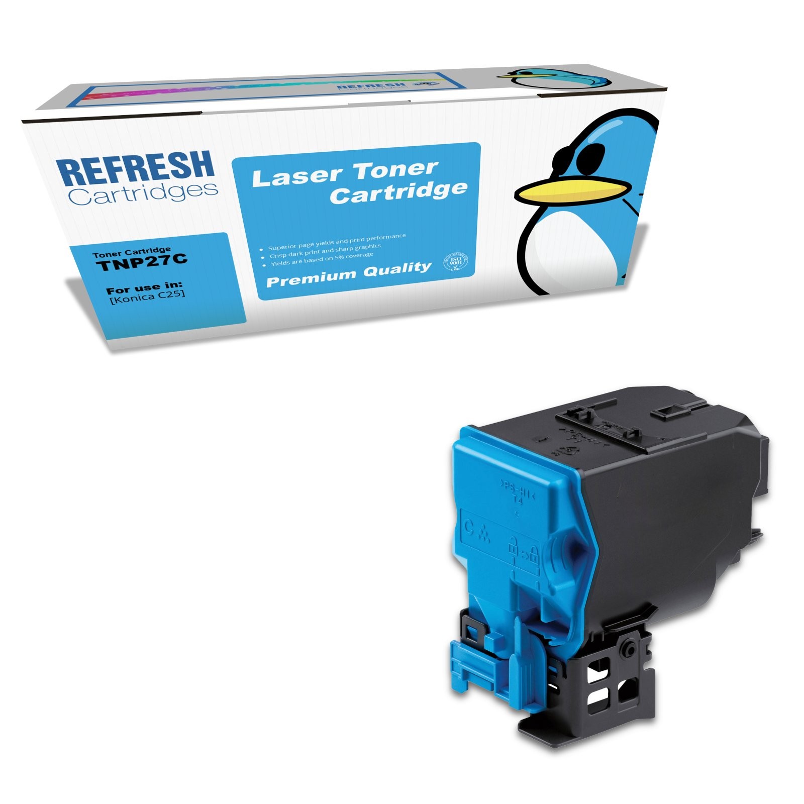 Refresh Cartridges Cyan TNP27C Toner Compatible With Konica Minolta Printers