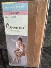Vintage Queentex Dark Skin  Thigh High Stockings  8 1/2 -11 New