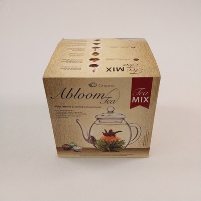 Creano Flowering Tea Abloom Flower Tea Mix Gift Set with 16.9 oz Glass Tea Pot