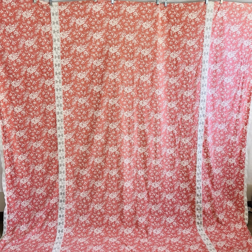 Павлин переулок покрывало и пыли оборки комплект полный/двойной розовый коттедж цветы кружево - Изображение 3 из 4