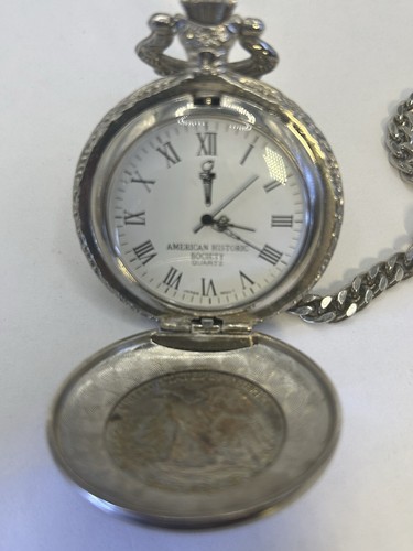 American Historic Society Quarz Taschenuhr SILBER 1943 Liberty Half Dollar - Bild 6 von 7