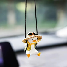 Cute Swing Sitting Duck Car Interior Pendant Auto Rearview Mirror Hanging Orname