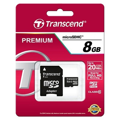Transcend 8 GB micro SD SDHC Class 10 Flash Memory Card TS8GUSDHC10