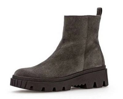 Gabor Fashion Stiefelette Grau Nubukleder Plateau Stiefel Reißverschluss Chelsea
