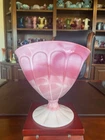 Fenton Rosalene Pink Paneled Fan  Vase Marbled Elegant Art Deco 6.75H x 6.25W