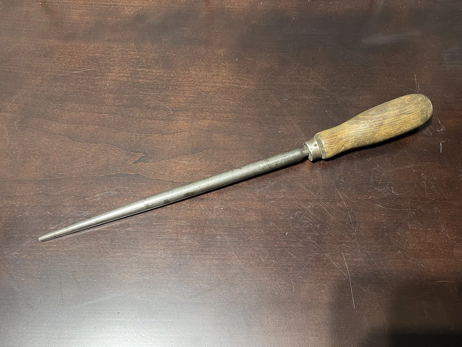 VINTAGE I. WILSON 15” CAST STEEL KNIFE Stag HANDLE SHARPENING HONE / ROD England