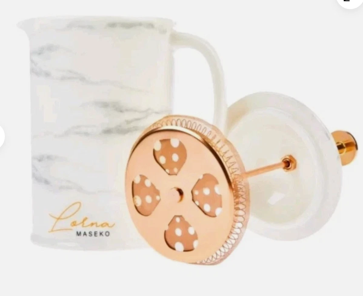 Lorna Maseko Marble Finish Ceramic 4.25-Cup Capacity French Press Coffee Maker