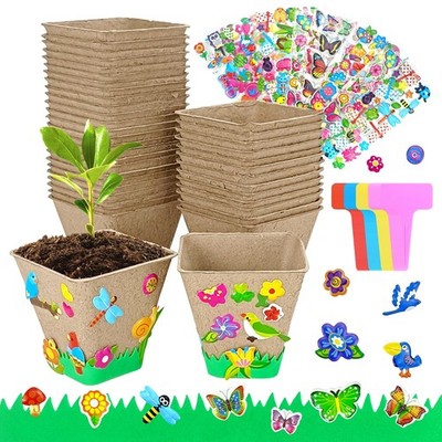 40 Set Garden Paper Pot Craft Kit, Seed Starter Pots with Adhesive Foam Stick...