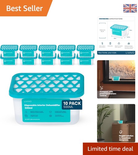 500ml Disposable Dehumidifiers - 10-Pack Moisture Absorbers for Mould Prevention