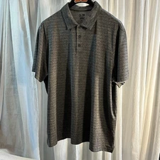 Champion Mens Gray Striped Duo Dry Short Sleeve Pullover Polo Shirt Size XXL