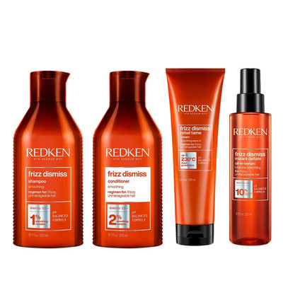 Redken Frizz Dismiss 4er Set   Shampoo, Conditioner, Rebel Tame, Instant Deflate