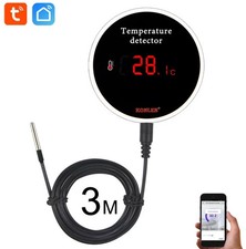 Tuya WiFi Temperature Sensor 3M Wire Probe Digital Smartlife Thermometer Alarm