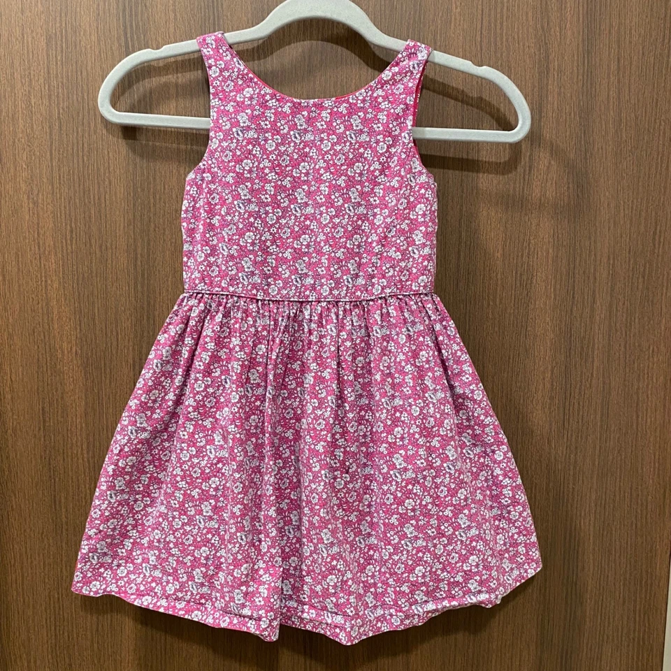 POLO RALPH LAUREN Girls Pink Floral Poplin Sleeveless Dress 5 43-45 ½" 40-44lbs - Image 2 of 4
