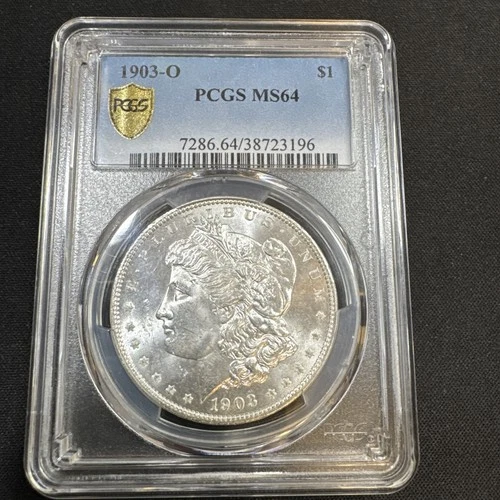 1903-O Morgan Silver Dollar $1 PCGS Gold Shield MS64 Blast White!