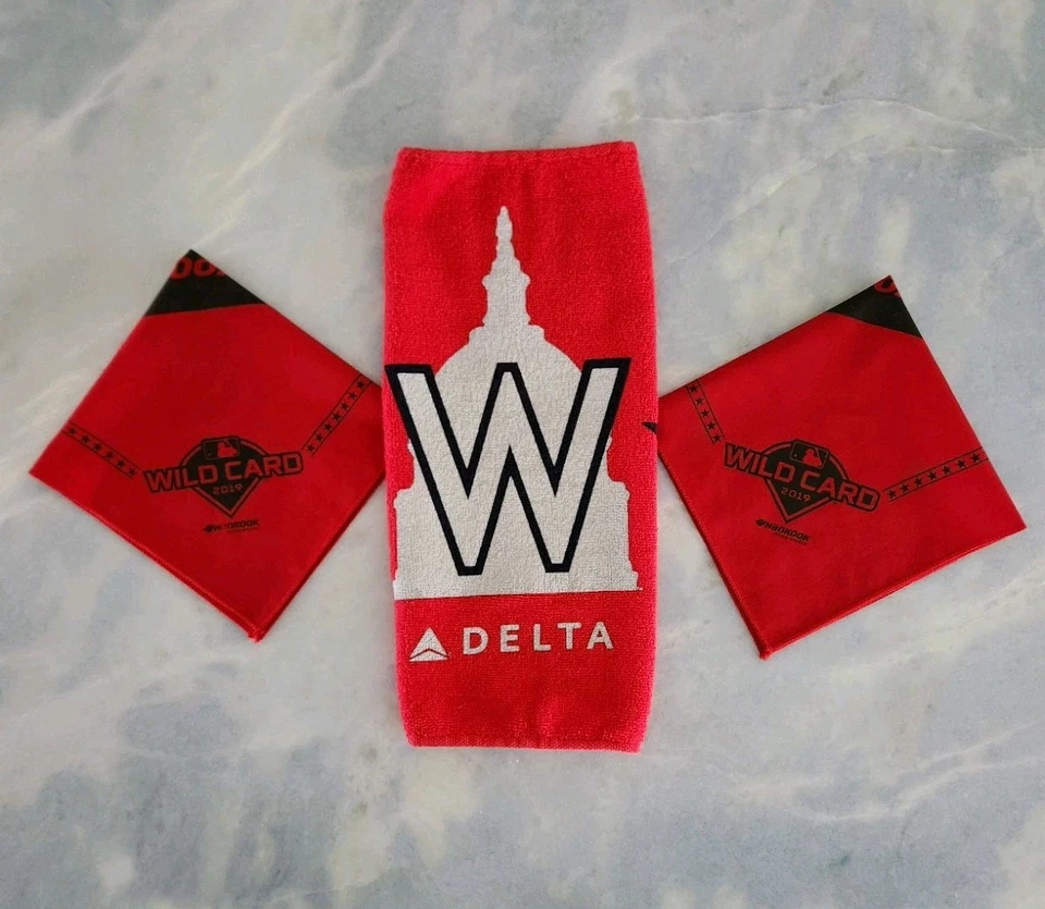 Washington Nationals Oct 1, 2019 Wildcard Game Rally Towel and 2 Scarves - Image 2 of 4