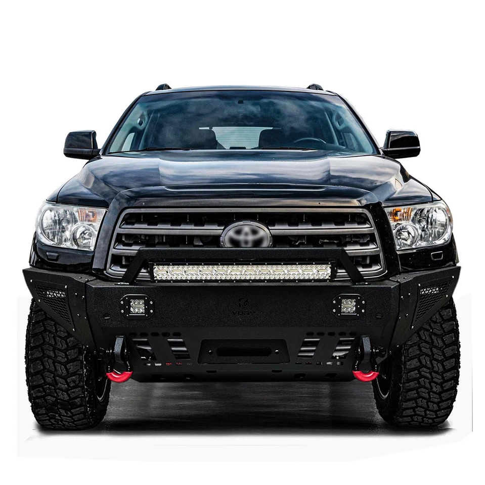 Vijay Fit 2011-2016 Sequoia Steel Front Bumper w/Winch Plate and LED Lights Foto 4 de 4
