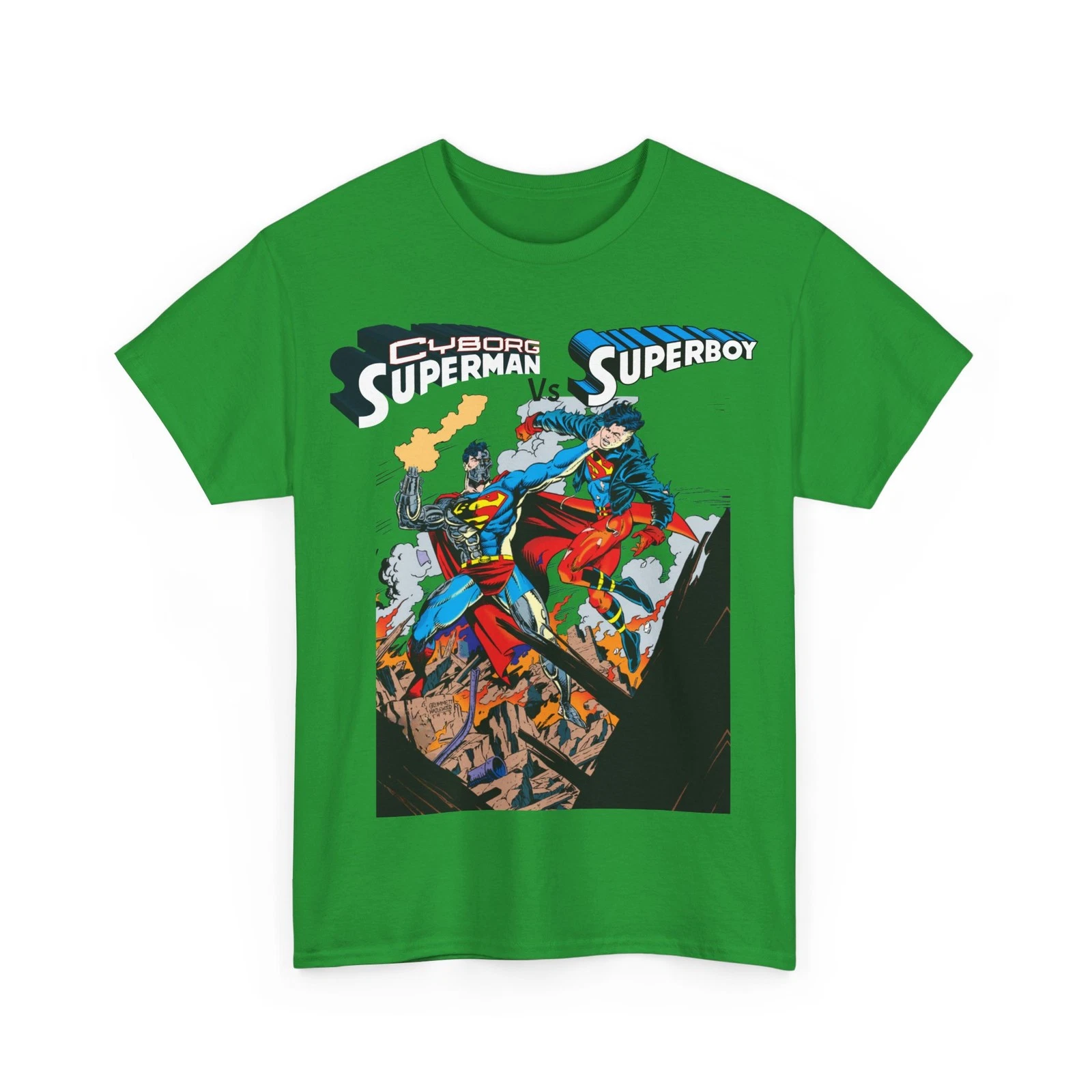 Cyborg Superman Vs Superboy T-Shirt - Tom Grummett Art - DC Comics